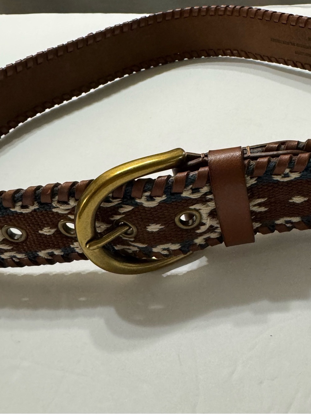 American Eagle Brown Braided Leather Hand Stitched Western Design Belt SZ S/P 36